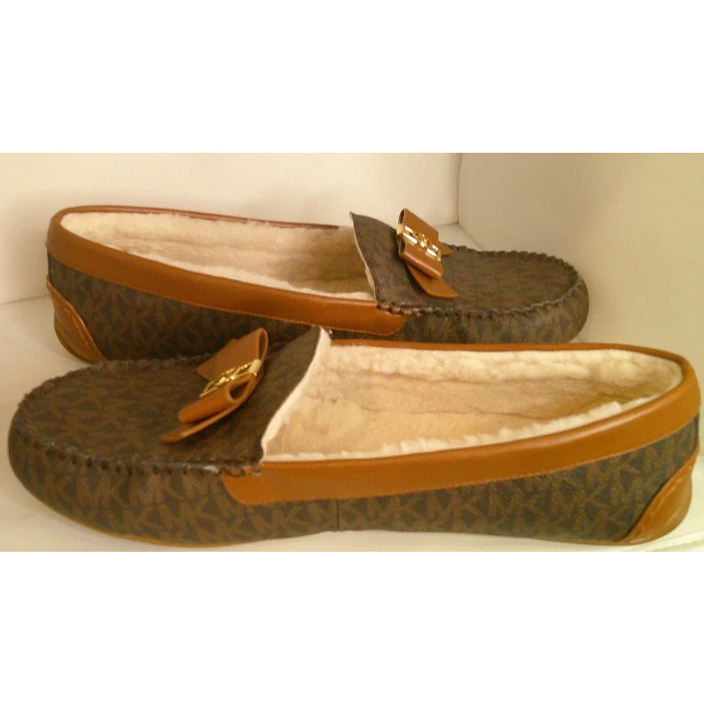 Michael Kors Brown Logo Erica Slipper Loafers with Bow Women's 10/11